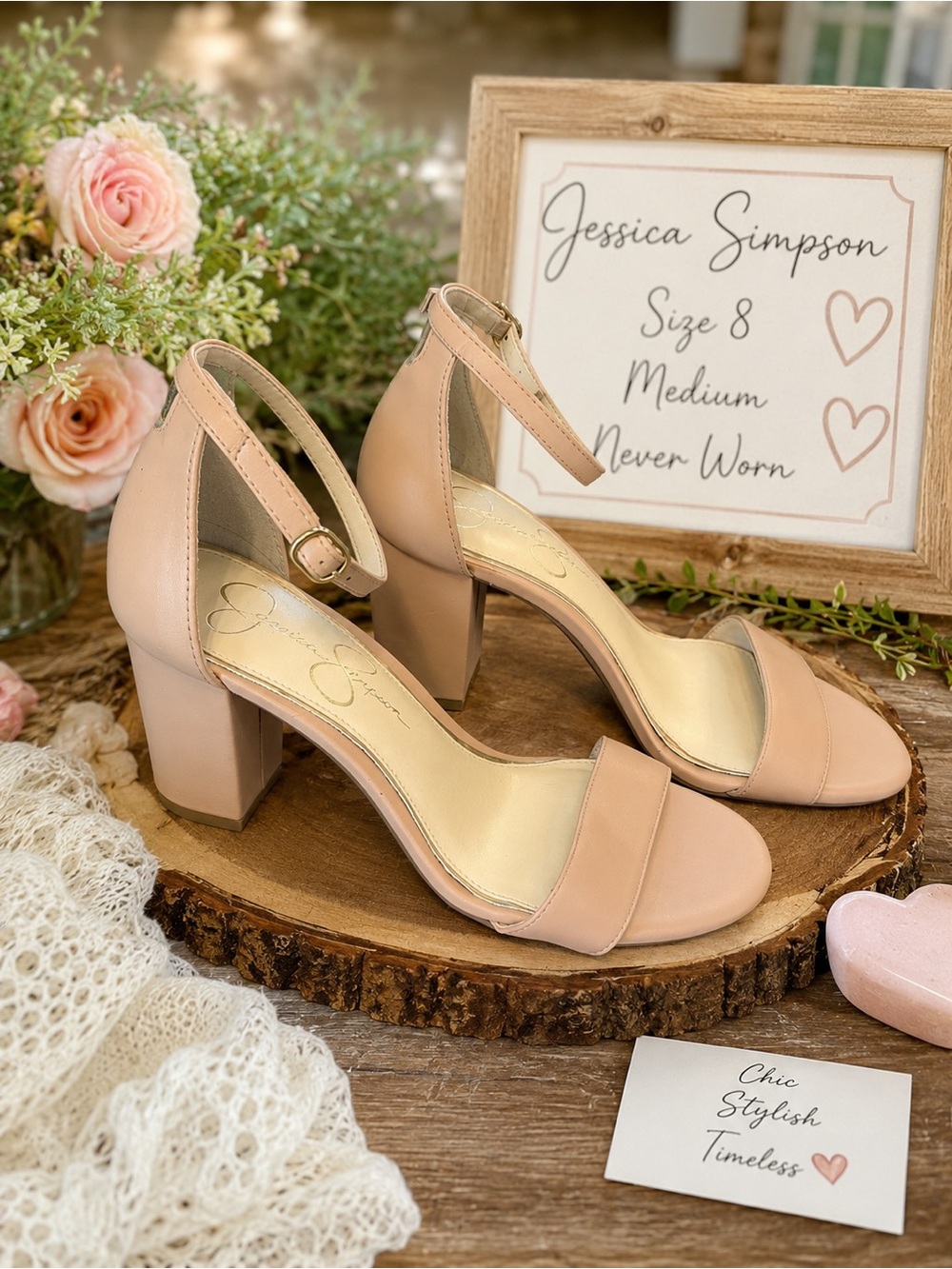 Jessica Simpson Blush Pink Open-Toe Ankle-Strap Block Heels
